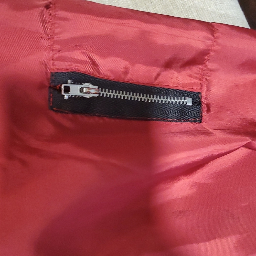 Kids Red Bomber Jacket with Black Trim - Picture 7 of 8